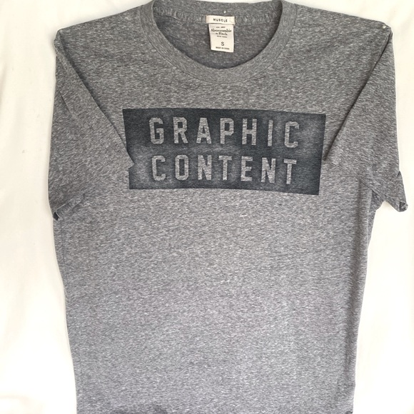 Gently Worn Abercrombie & Fitch Muscle Rare Graphic Content Men’s Tee Small Gray - Picture 6 of 12
